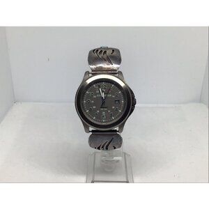 Timex Expedition WR 50M Watch - Gray Dial - Rare Sterling Silver Band - INDIGLO